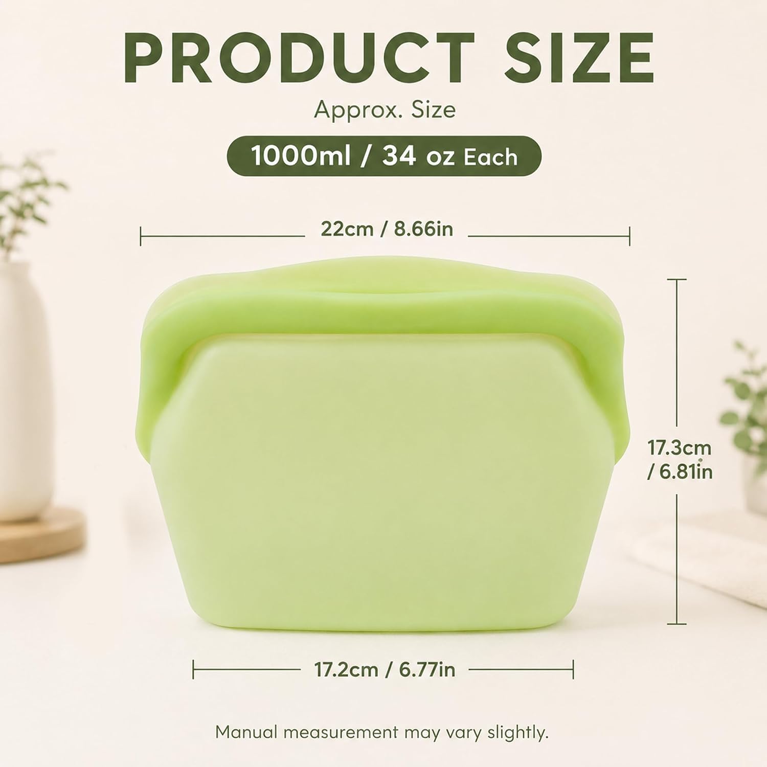 5 Pack Reusable Silicone Food Storage Bags Leakproof Freezer Safe