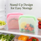 5 Pack Reusable Silicone Food Storage Bags Leakproof Freezer Safe