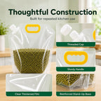 10 Pcs Grain Storage Bags with Handle, Stand‑Up Dry Food Pouches