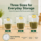 10 Pcs Grain Storage Bags with Handle, Stand‑Up Dry Food Pouches