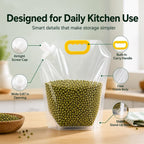 10 Pcs Grain Storage Bags with Handle, Stand‑Up Dry Food Pouches