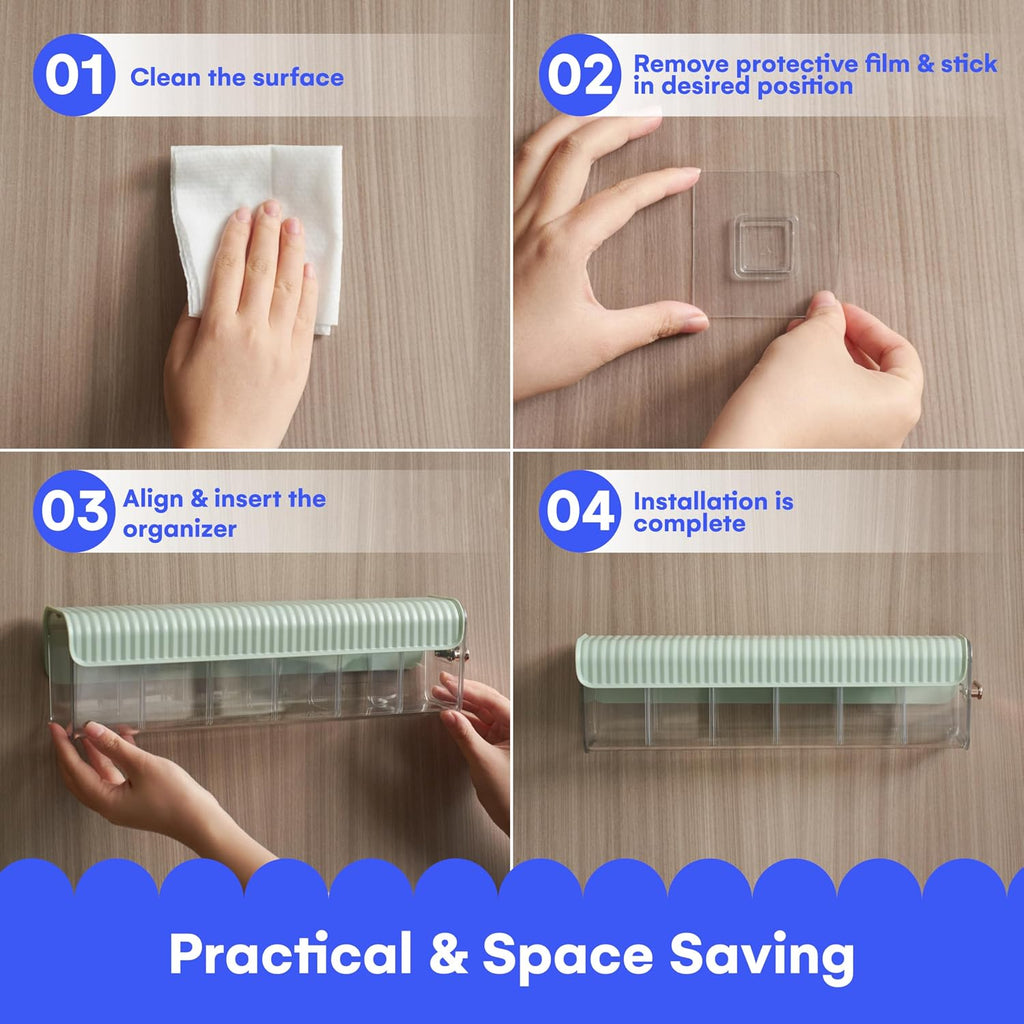 Wall Mounted Storage Box, Set of 3, Hole‑Free Installation