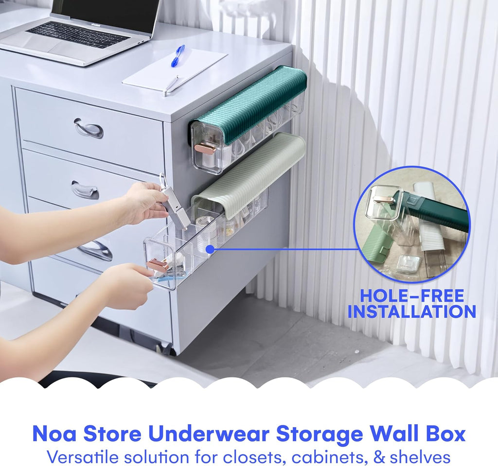 Wall Mounted Storage Box, Set of 3, Hole‑Free Installation